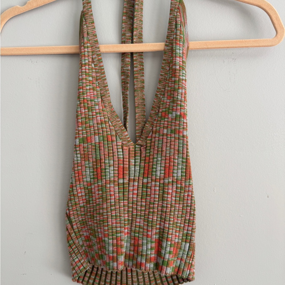 Multicolor Knit Halter Top